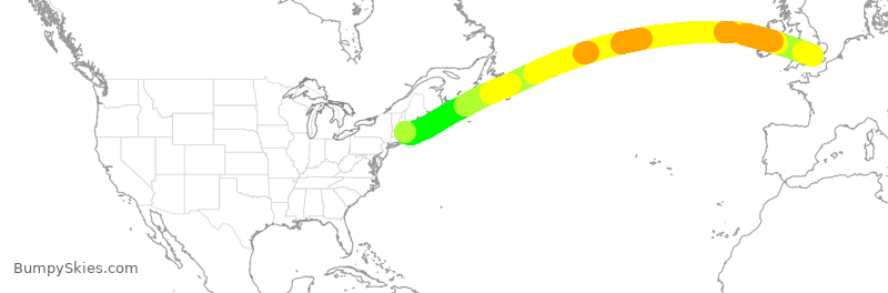 Turbulence forecast map for BAW51, BOS to LHR