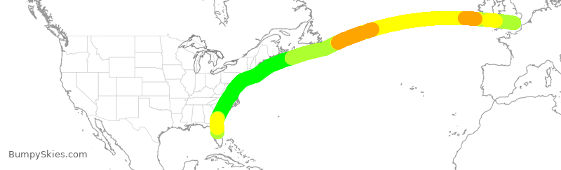 Turbulence forecast map for BAW63, MCO to LGW