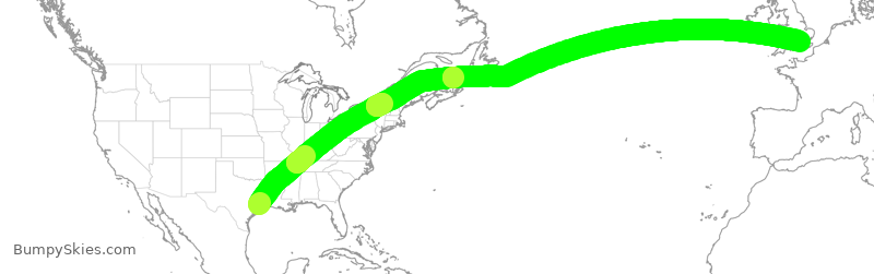 Turbulence forecast map for BAW81, IAH to LHR