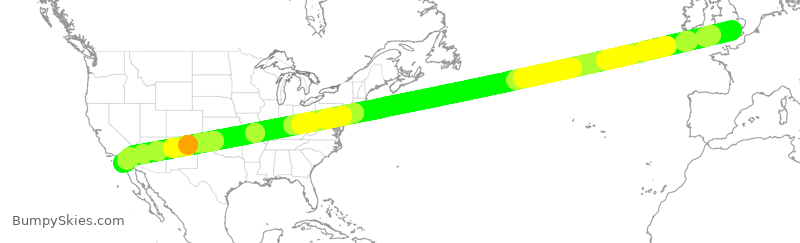 Turbulence forecast map for BAW82, LHR to SAN