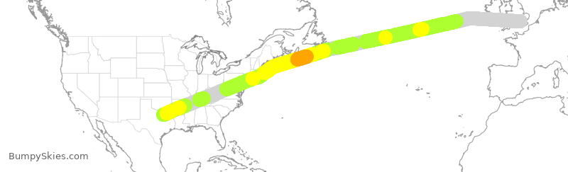 Turbulence forecast map for BAW8, DFW to LHR