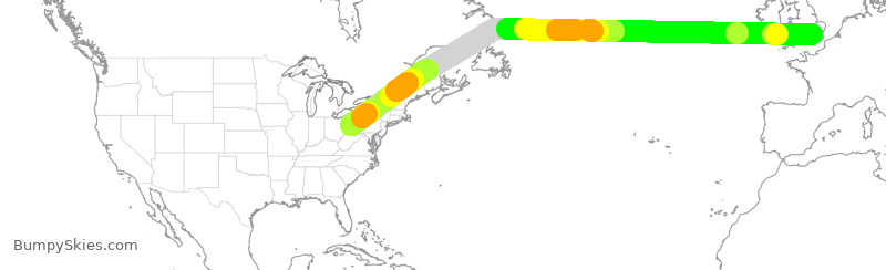Turbulence forecast map for BAW9150, PIT to LHR