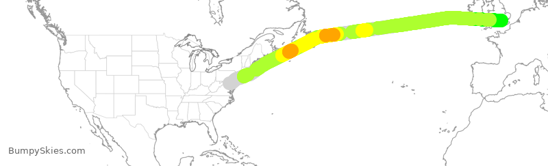 Turbulence forecast map for BAW9159, BWI to LHR