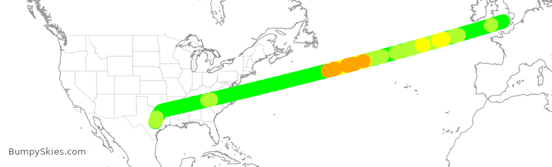 Turbulence forecast map for BAW91, LHR to AUS