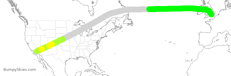 Turbulence forecast map for BAW9601, SAN to GLL
