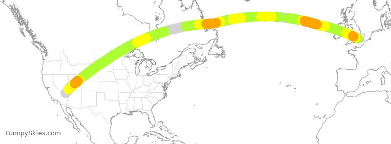 Turbulence forecast map for BAW9603, LAS to LHR