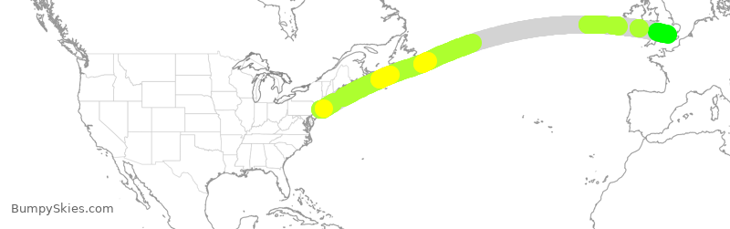 Turbulence forecast map for BAW9605, JFK to LHR