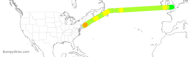 Turbulence forecast map for BAW9607, JFK to LHR