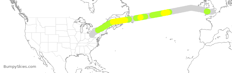 Turbulence forecast map for BAW9607, PIT to LHR
