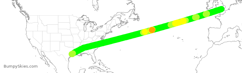 Turbulence forecast map for BAW97, LHR to IAH
