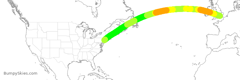 Turbulence forecast map for BAW9, EWR to LHR