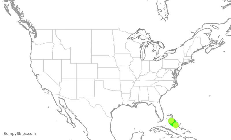 Turbulence forecast map for BHS371, GGT to NAS
