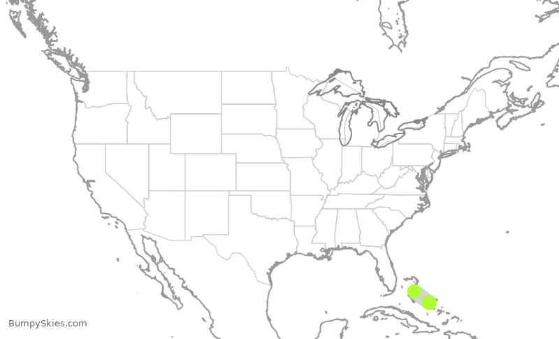 Turbulence forecast map for BHS382, NAS to SML