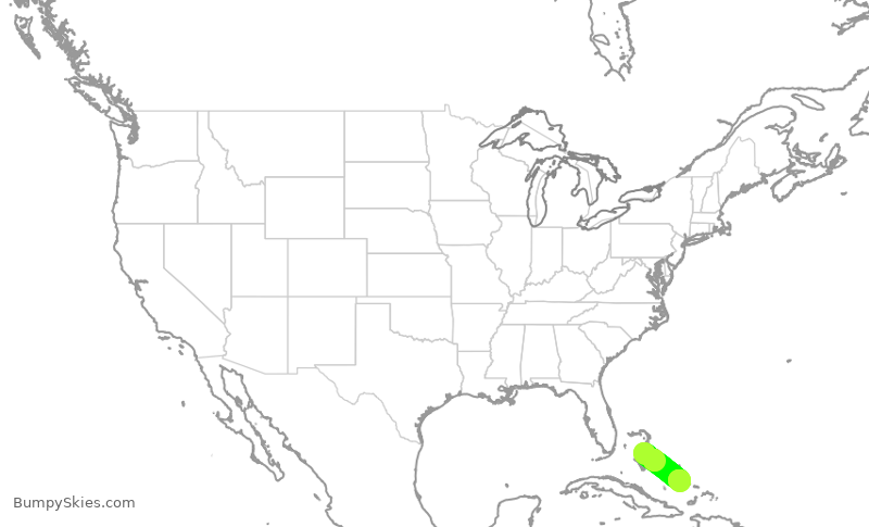 Turbulence forecast map for BHS423, YNN to YCI