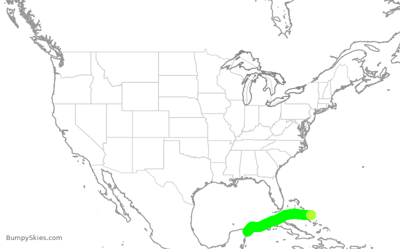Turbulence forecast map for BHS944, ZSA to CUN