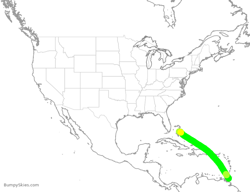 Turbulence forecast map for BHS954, POS to NAS