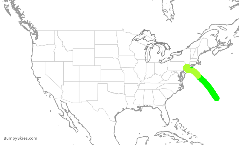 Turbulence forecast map for BMA240, BDA to EWR