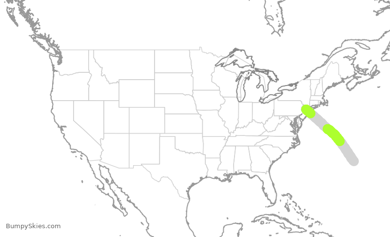 Turbulence forecast map for BMA241, EWR to BDA