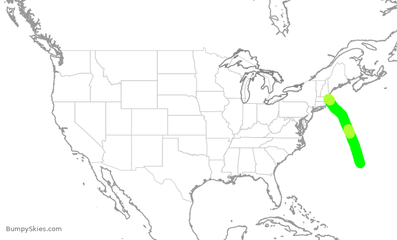 Turbulence forecast map for BMA302, BOS to XKF