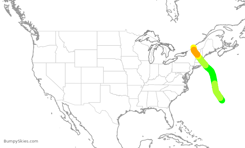 Turbulence forecast map for BMA413, BDA to YUL