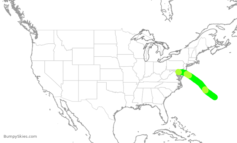 Turbulence forecast map for BMA552, BWI to XKF