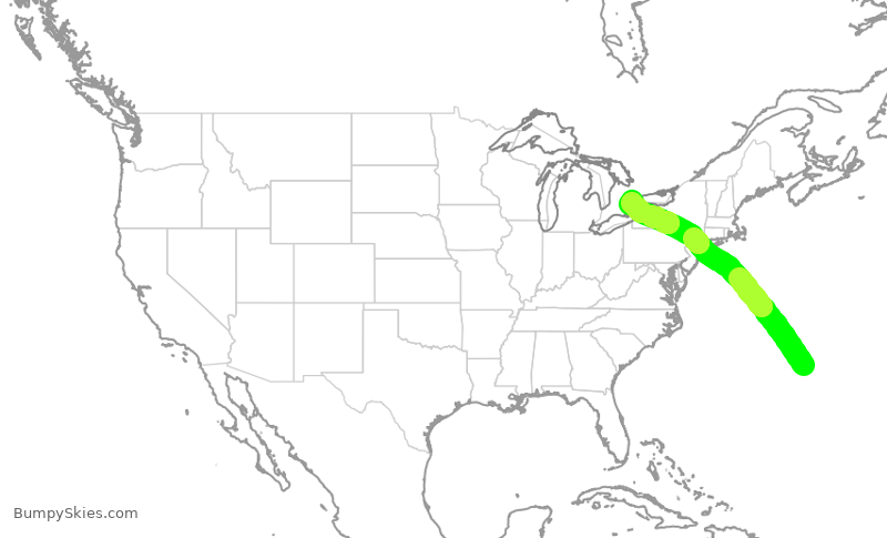 Turbulence forecast map for BMA603, XKF to YYZ