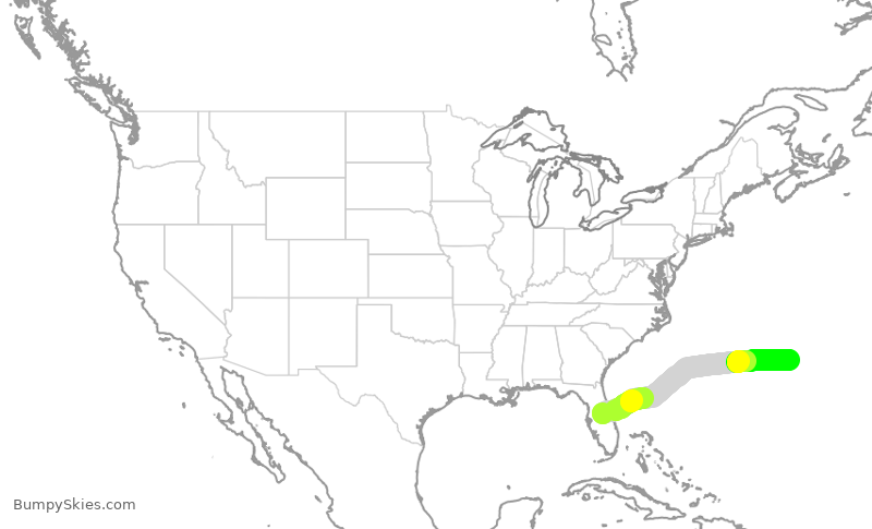 Turbulence forecast map for BMA752, MCO to BDA
