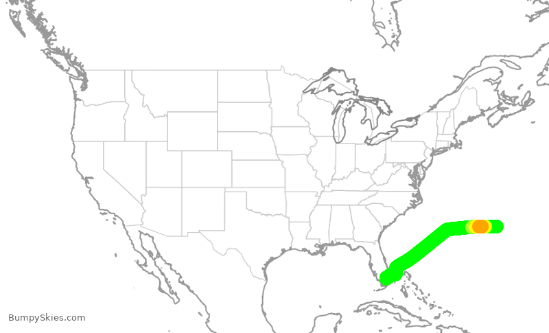 Turbulence forecast map for BMA904, BDA to OPF