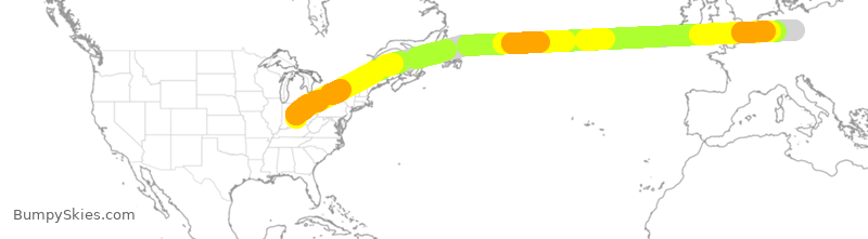 Turbulence forecast map for BOX391, CVG to DDP