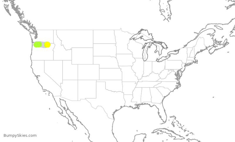 Turbulence forecast map for BTQ352, PDX to PDT