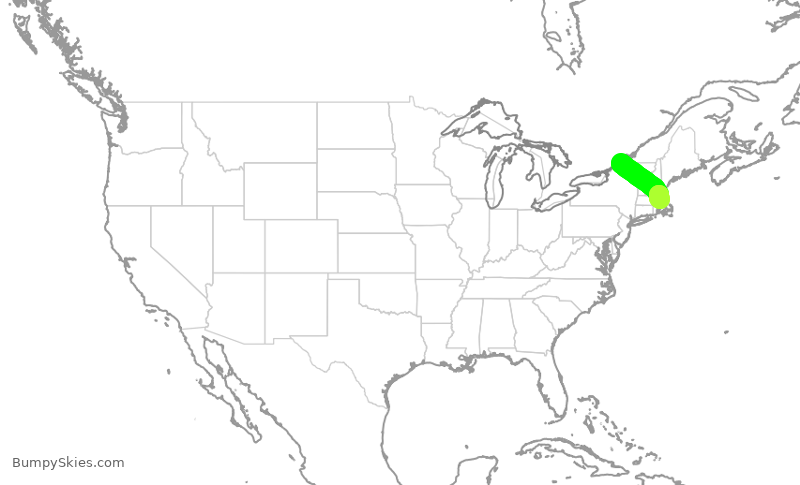 Turbulence forecast map for BTQ861, MSS to BOS