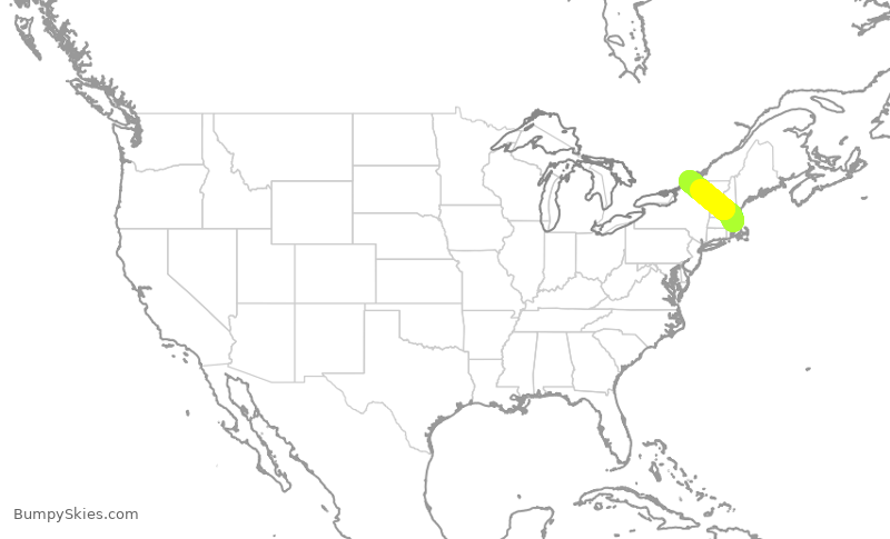 Turbulence forecast map for BTQ864, BOS to MSS