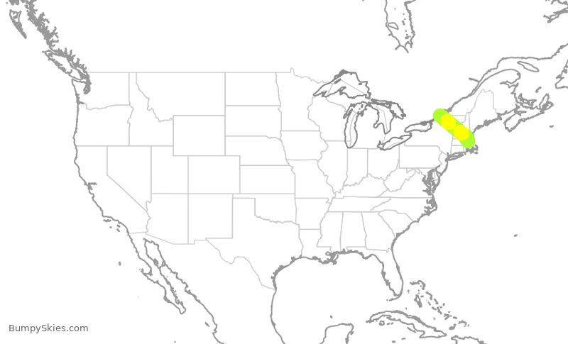 Turbulence forecast map for BTQ866, BOS to MSS