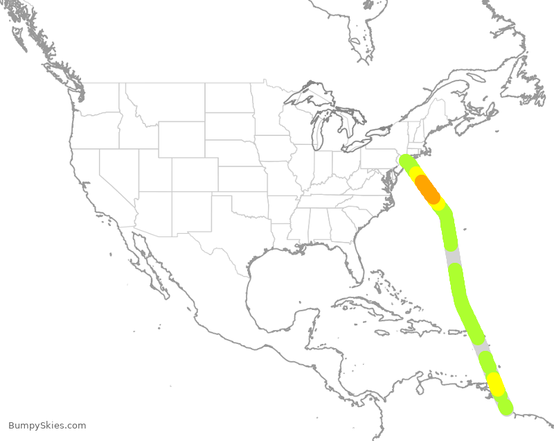 Turbulence forecast map for BWA3527, JFK to GEO