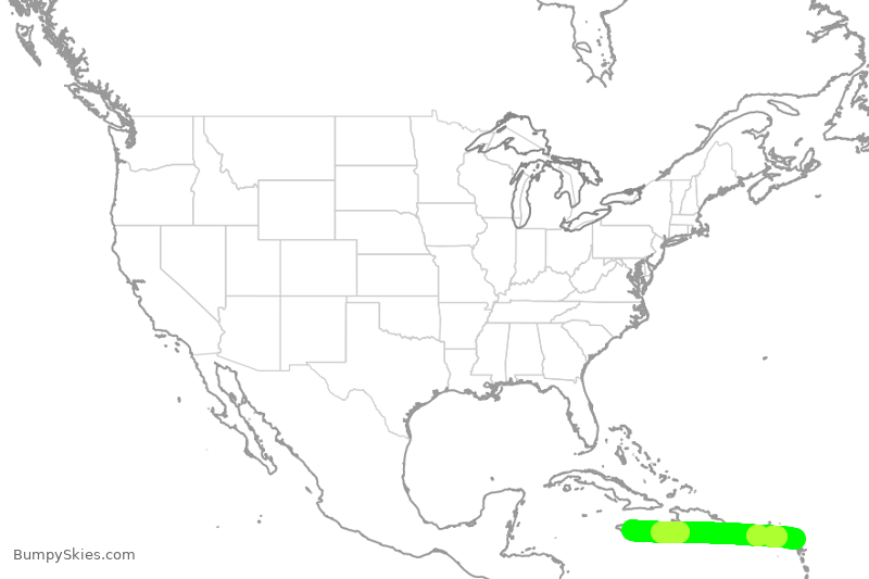 Turbulence forecast map for BWA458, APA to KJP