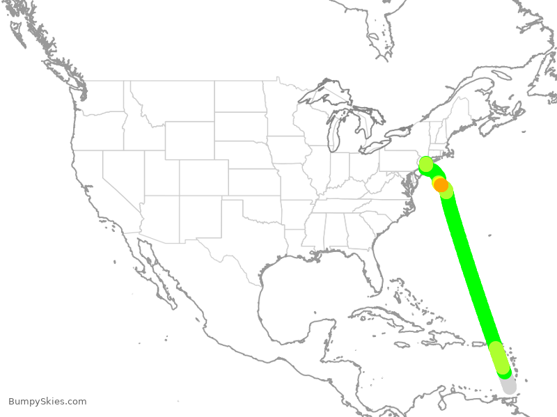 Turbulence forecast map for BWA530, GND to JFK