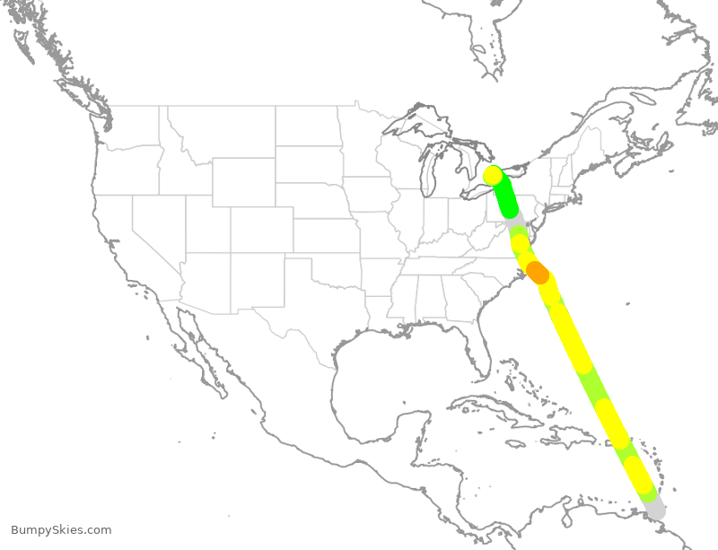 Turbulence forecast map for BWA602, TPP to YYZ