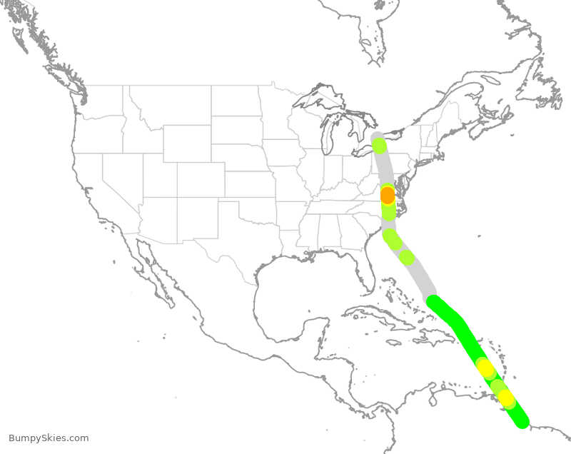 Turbulence forecast map for BWA617, YYZ to GEO