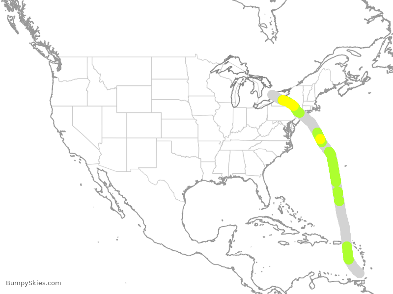 Turbulence forecast map for BWA639, YYZ to GND