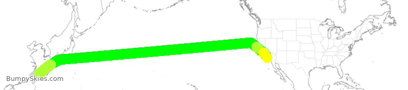Turbulence forecast map for CAL008, TPE to LAX