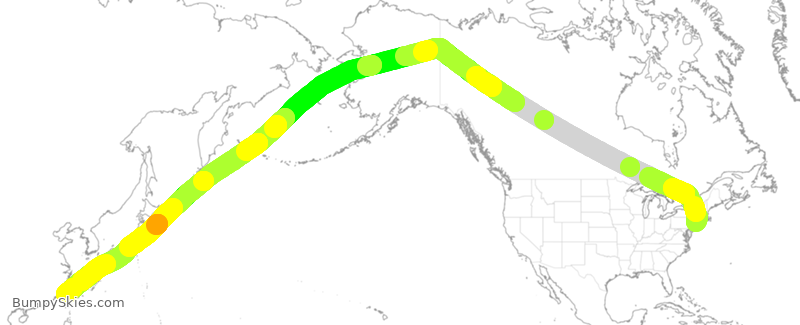 Turbulence forecast map for CAL011, JFK to CTP