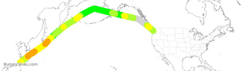 Turbulence forecast map for CAL021, SEA to CTP