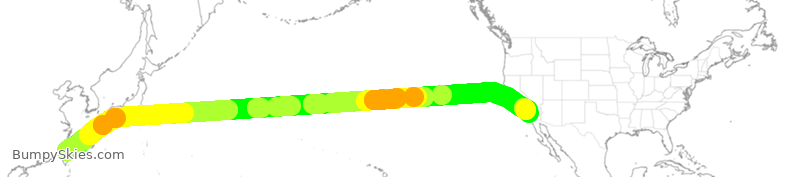 Turbulence forecast map for CAL024, TPE to ONT