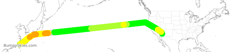 Turbulence forecast map for CAL036, TPE to PHX