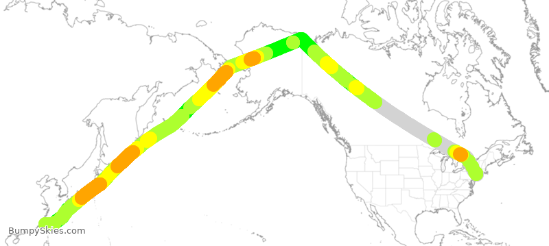 Turbulence forecast map for CAL11, JFK to TPE