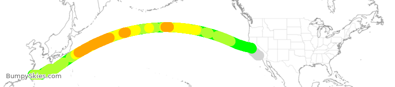 Turbulence forecast map for CAL2007, LAX to TPE