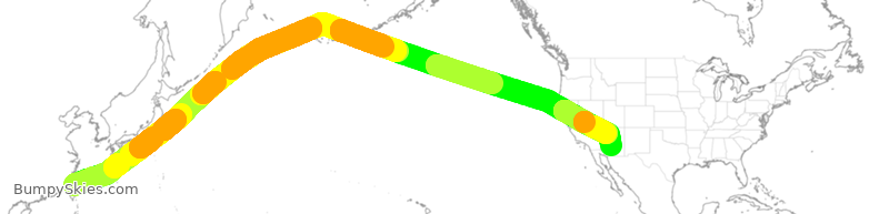 Turbulence forecast map for CAL36, TPE to PHX