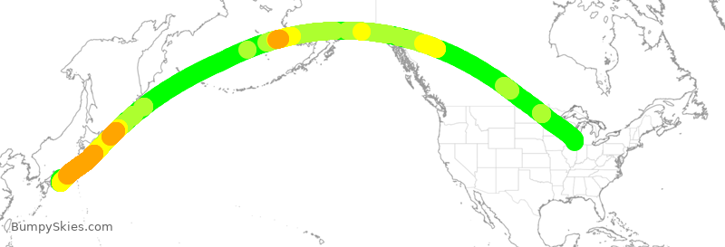 Turbulence forecast map for CAL5121, ORD to KIX