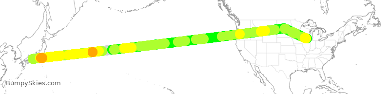Turbulence forecast map for CAL5142, JBB to ORD