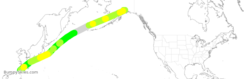 Turbulence forecast map for CAL5231, ANC to CTP